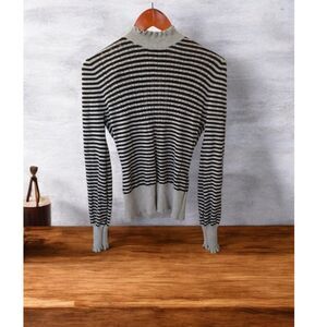 Divided by H&M Black White Striped High Neckline Sweater Size 10